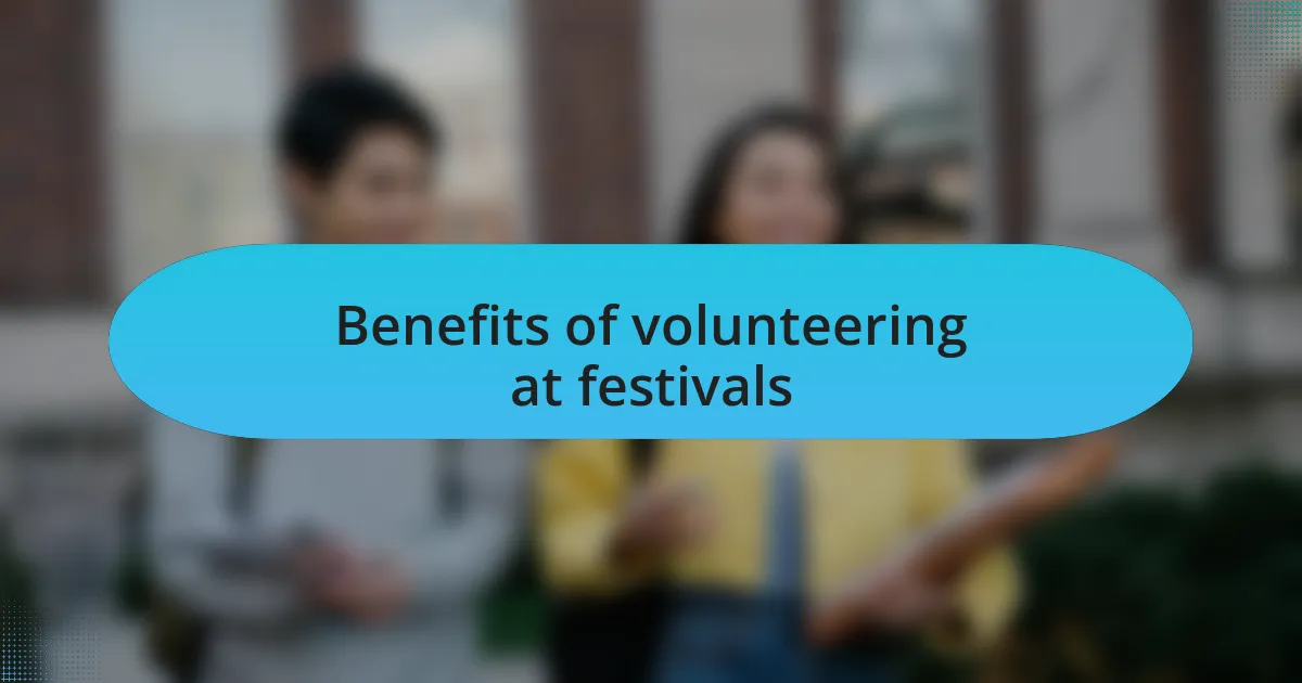 Benefits of volunteering at festivals
