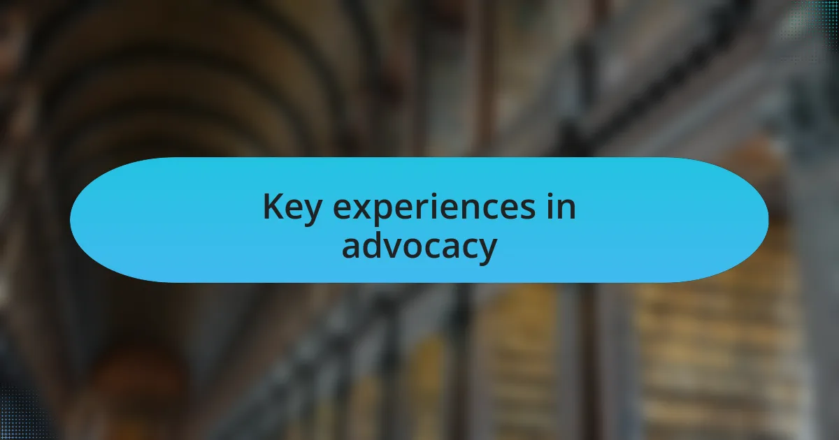 Key experiences in advocacy