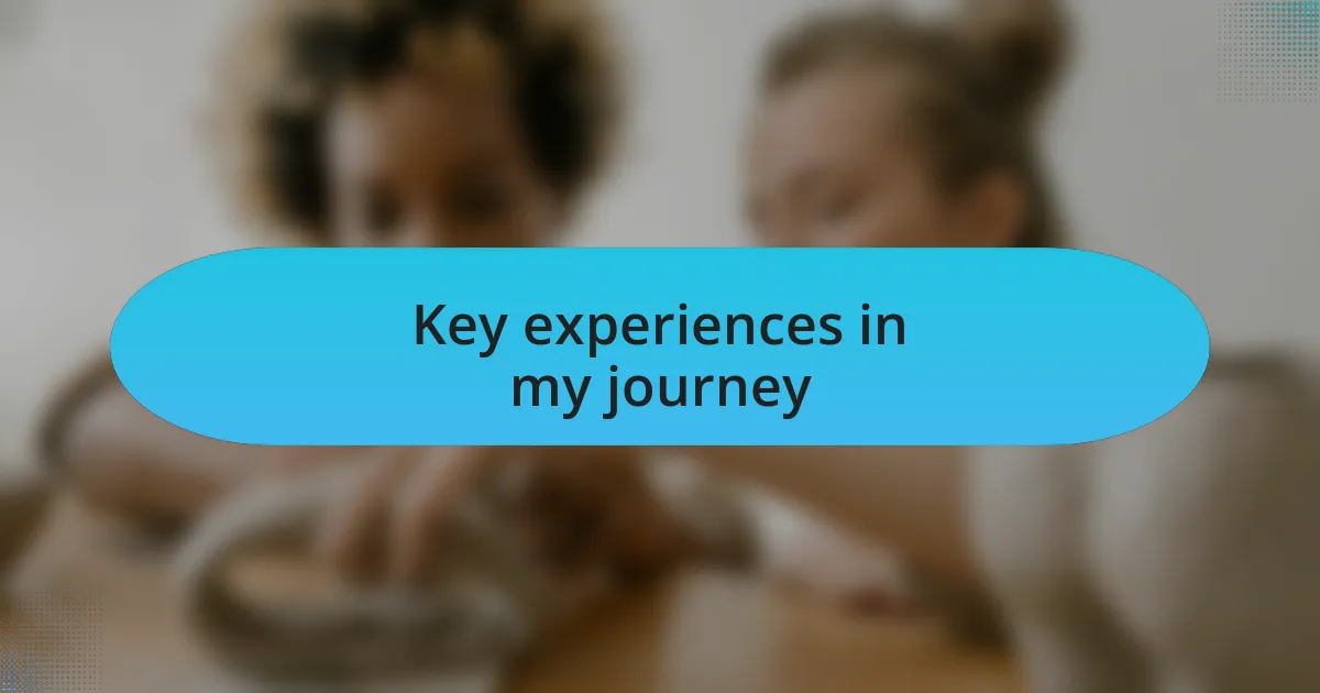 Key experiences in my journey