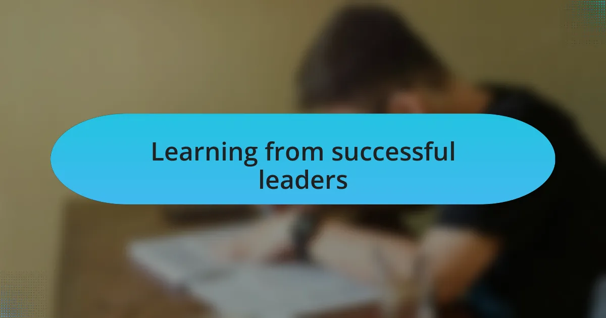 Learning from successful leaders