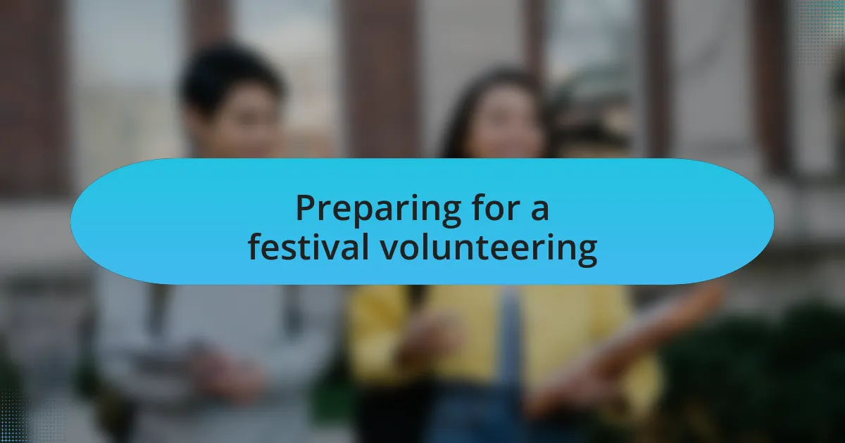 Preparing for a festival volunteering