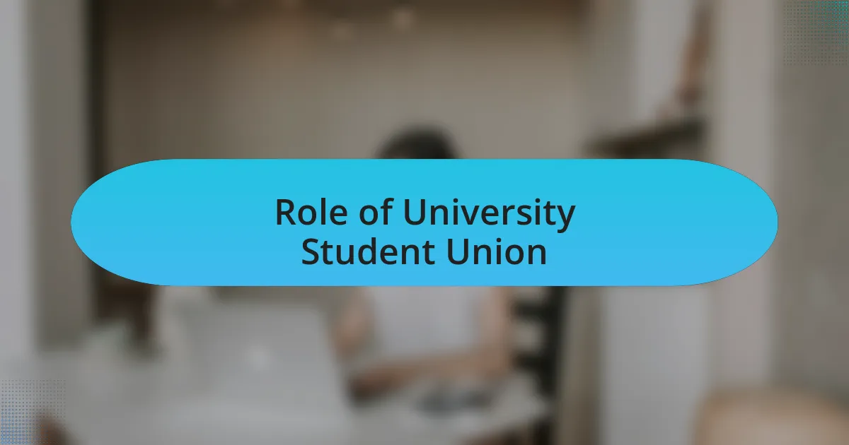 Role of University Student Union