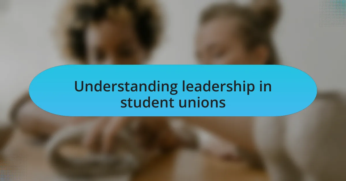 Understanding leadership in student unions
