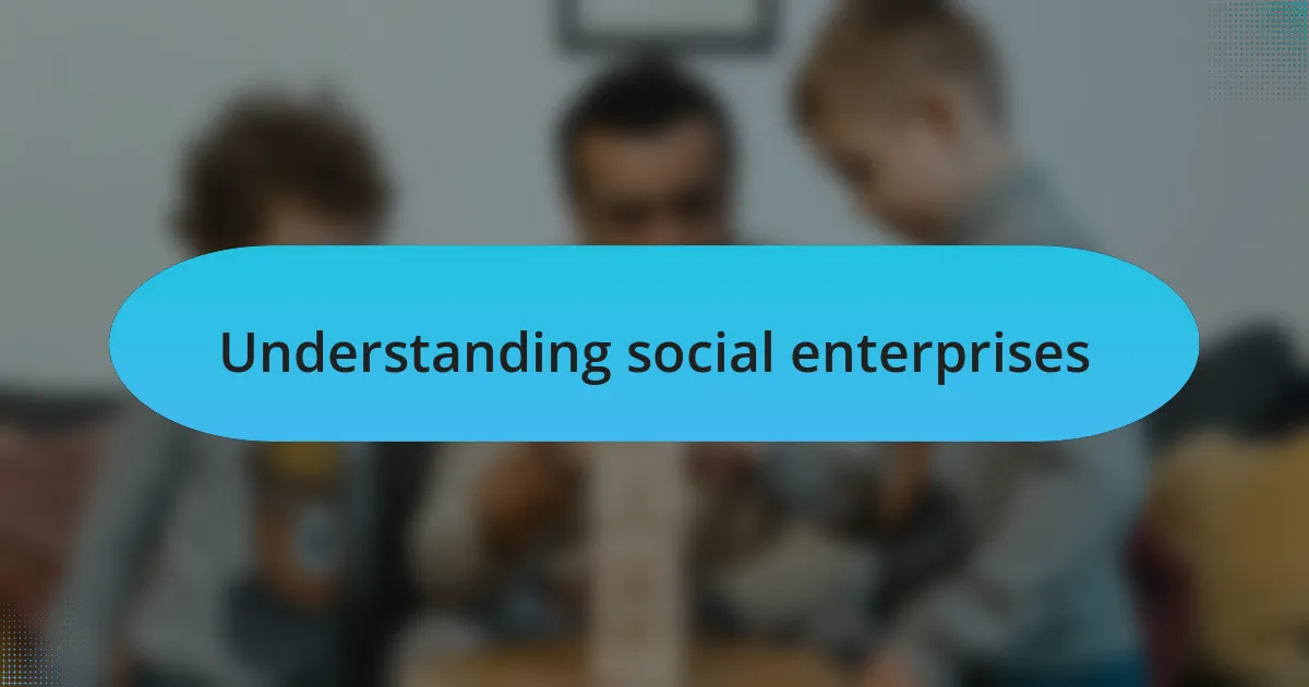 Understanding social enterprises